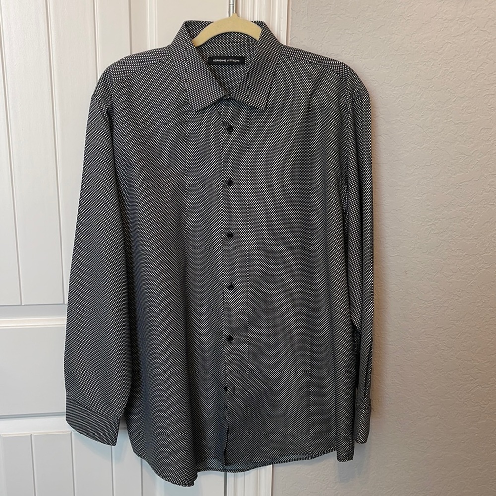 Dress Shirt (black w/charcoal gray poco-dots) XL 17-17.5 34/35.